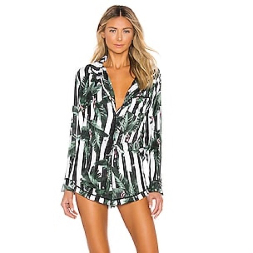 NWT - MSRP $119 PLUSH PJ Set in Black & White Jungle Stripe Medium - Picture 2 of 3